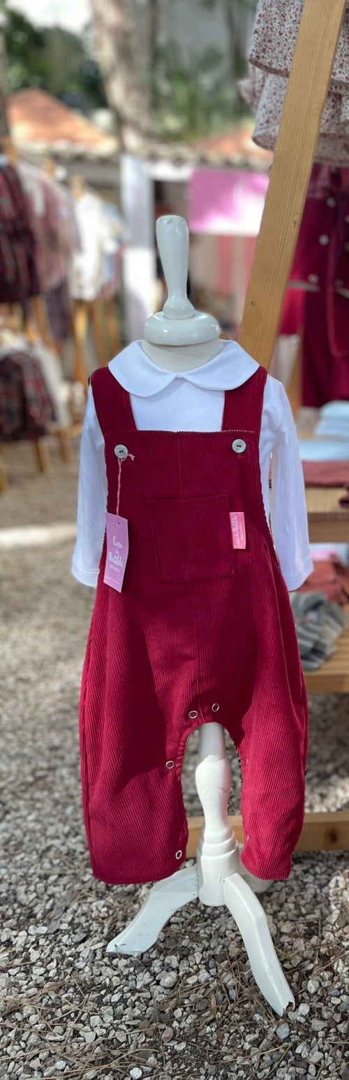 Jardineira bordeaux unissexo