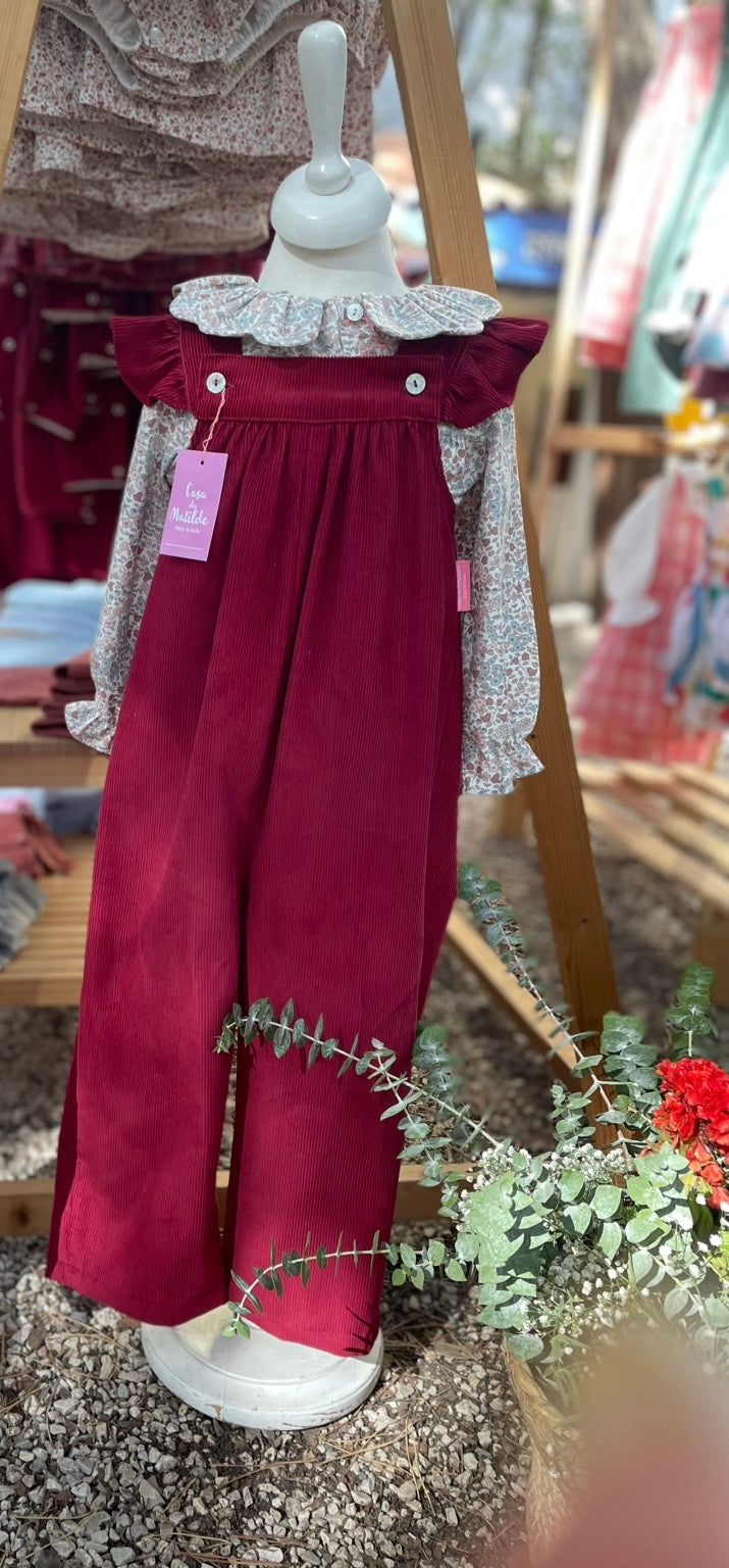 Jardineira Bordeaux Menina